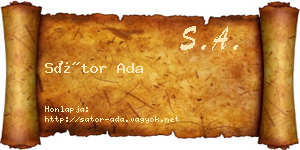 Sátor Ada névjegykártya